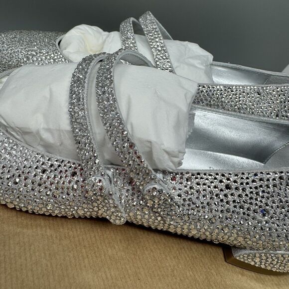 CHRISTIAN LOUBOUTIN MISS JANE STRASS CRYSTAL Flat Shoe Size EU 38.5/8.5 - Picture 6 of 16